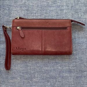 Margot Leather Wristlet in Plum (reddish/purplish)